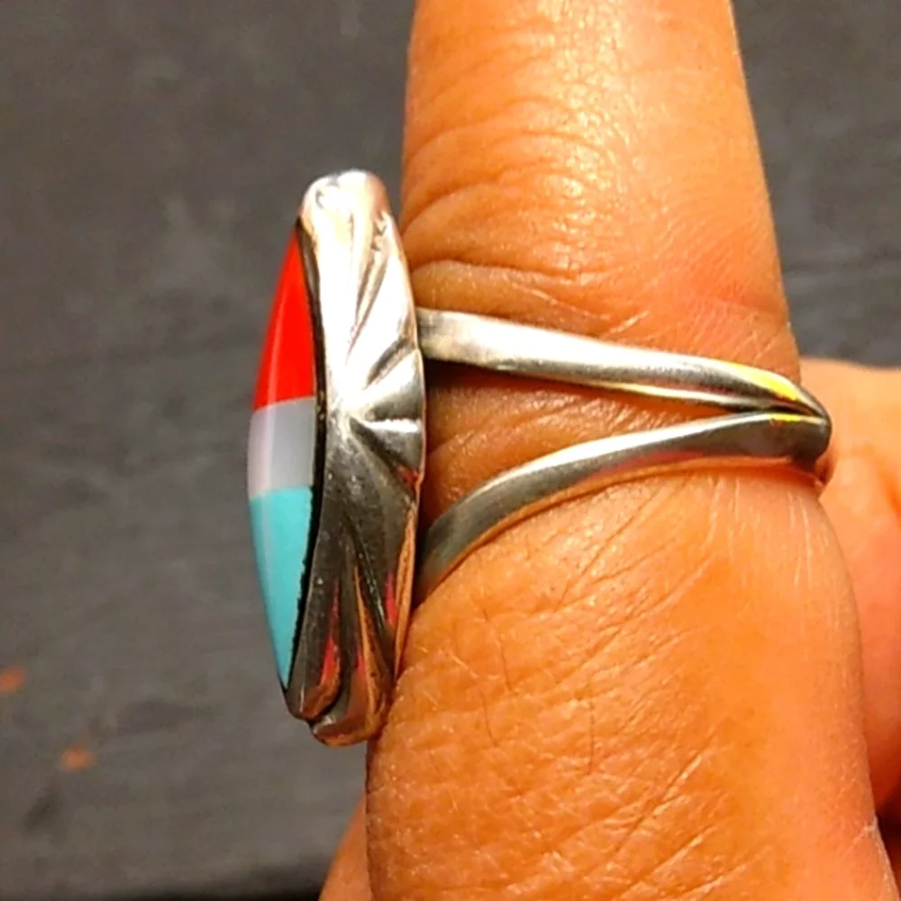 ❤💕GORGEOUS!/TORQUOISE,OPAL CORAL RING SZ,8💕 - Picture 3 of 7